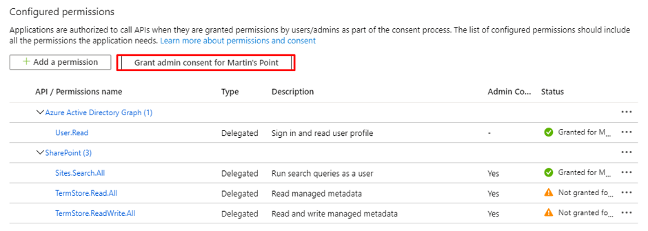 enable on API Permission page