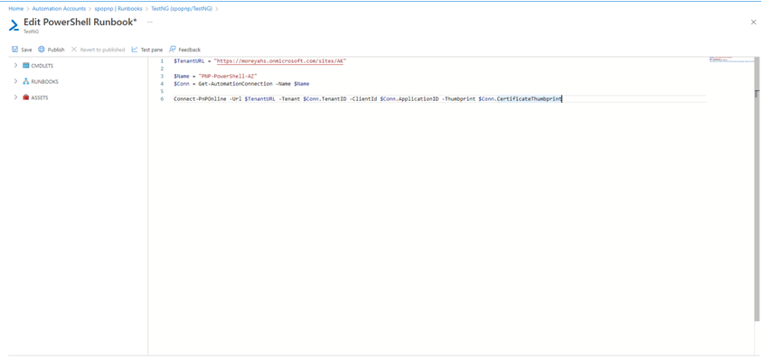  edit powershell runbook get automation connection